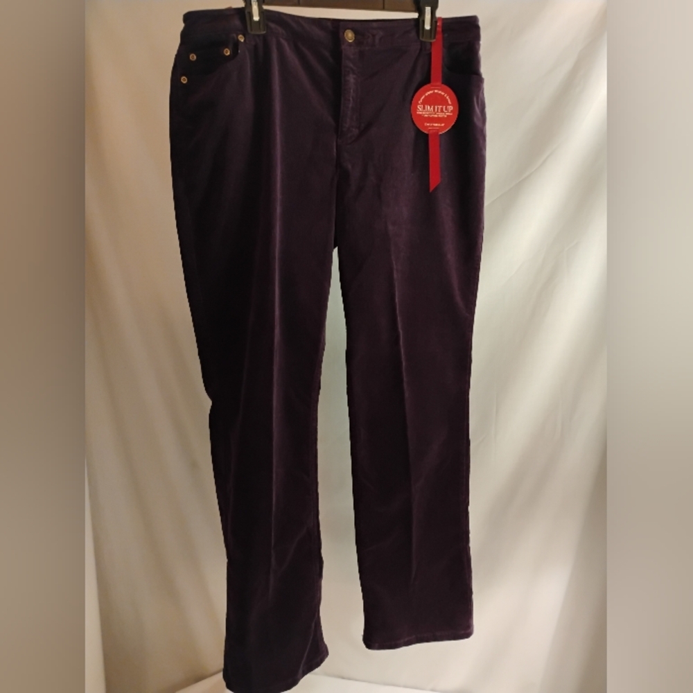 CHARTER CLUB 'SLIM IT UP' CORDUROY 5 POCKET JEANS 16R USA EGGPLANT (NWT)